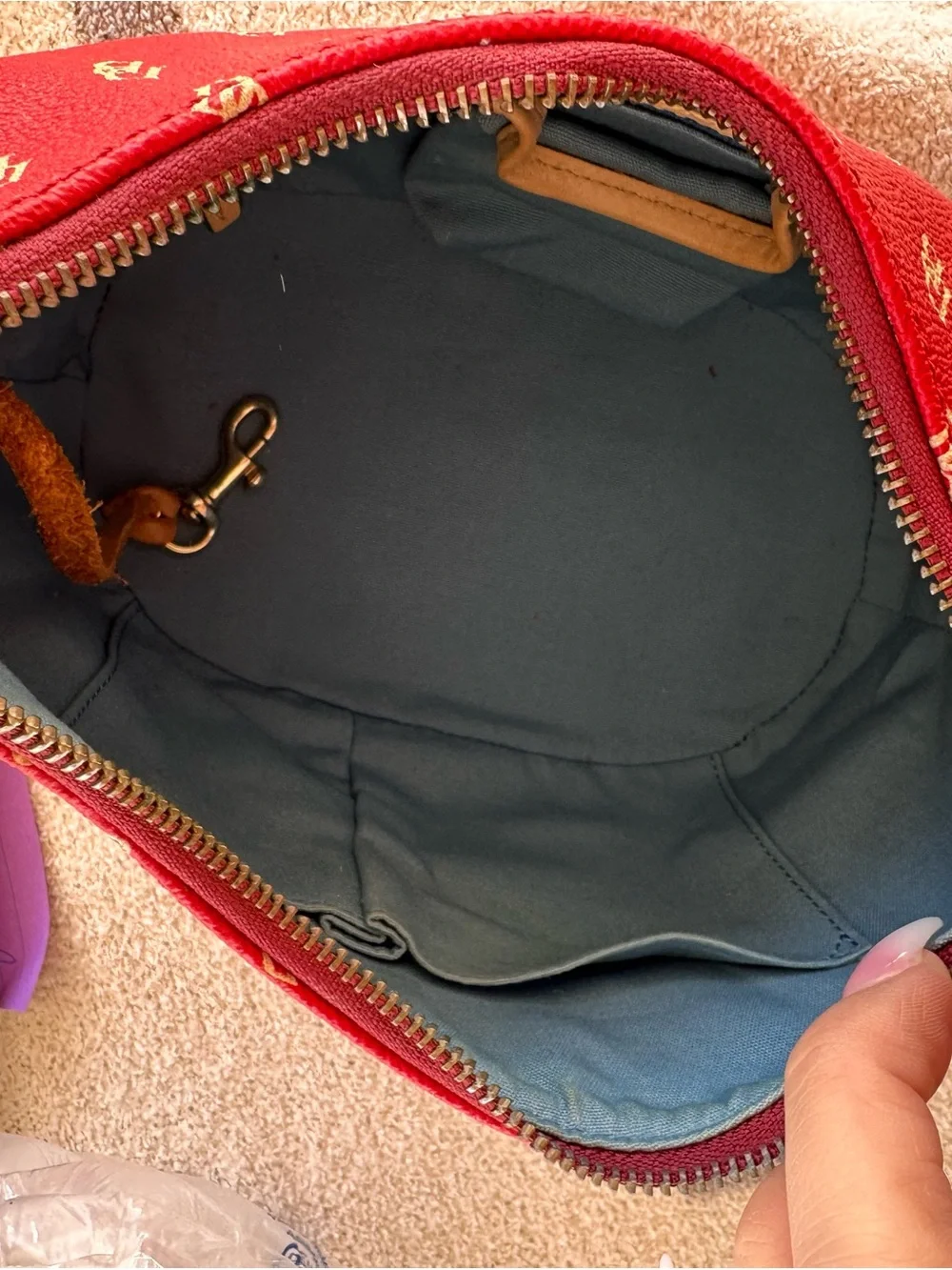 Dooney & Bourke Red Monogram Hobo Shoulder Bag
